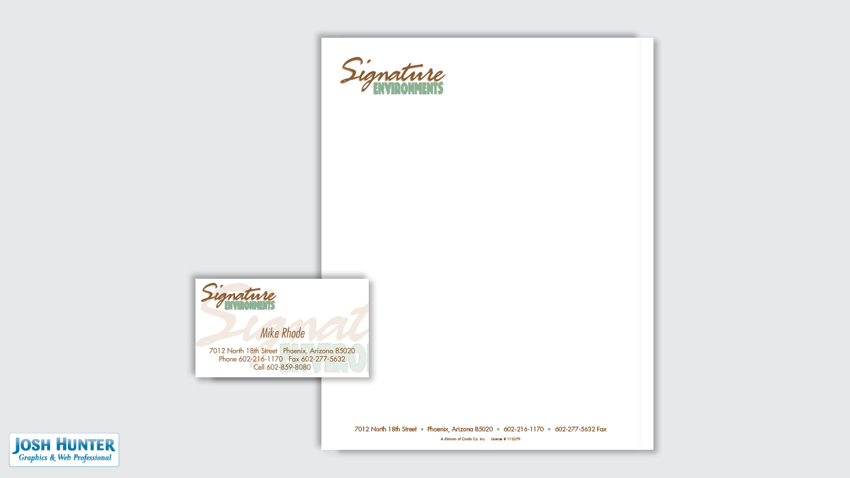 Signature Environments Letterhead and Business Card